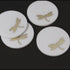 White Marble Coasters with Brass Inlay (Set of 4)